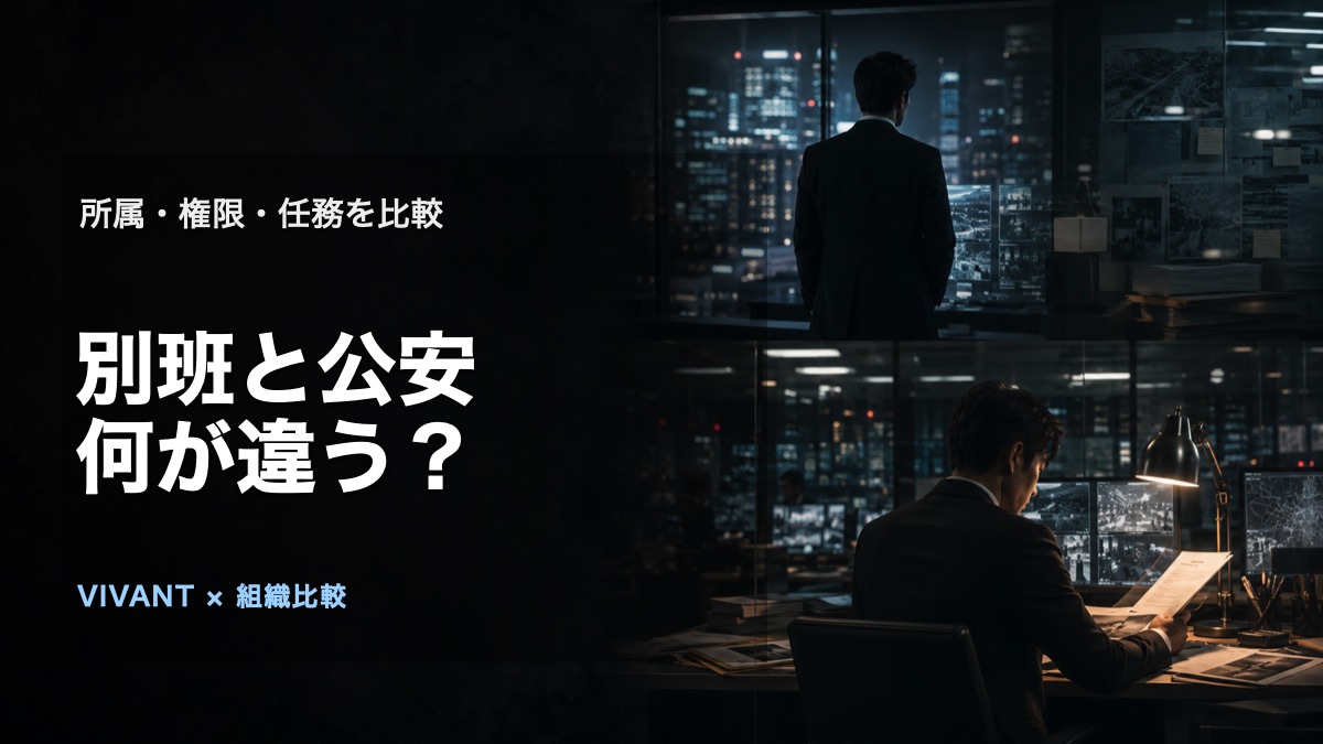 『VIVANT』別班と公安の違い|所属・権限・任務を比較の論点を表す、人物や施設を特定しないオリジナルビジュアル