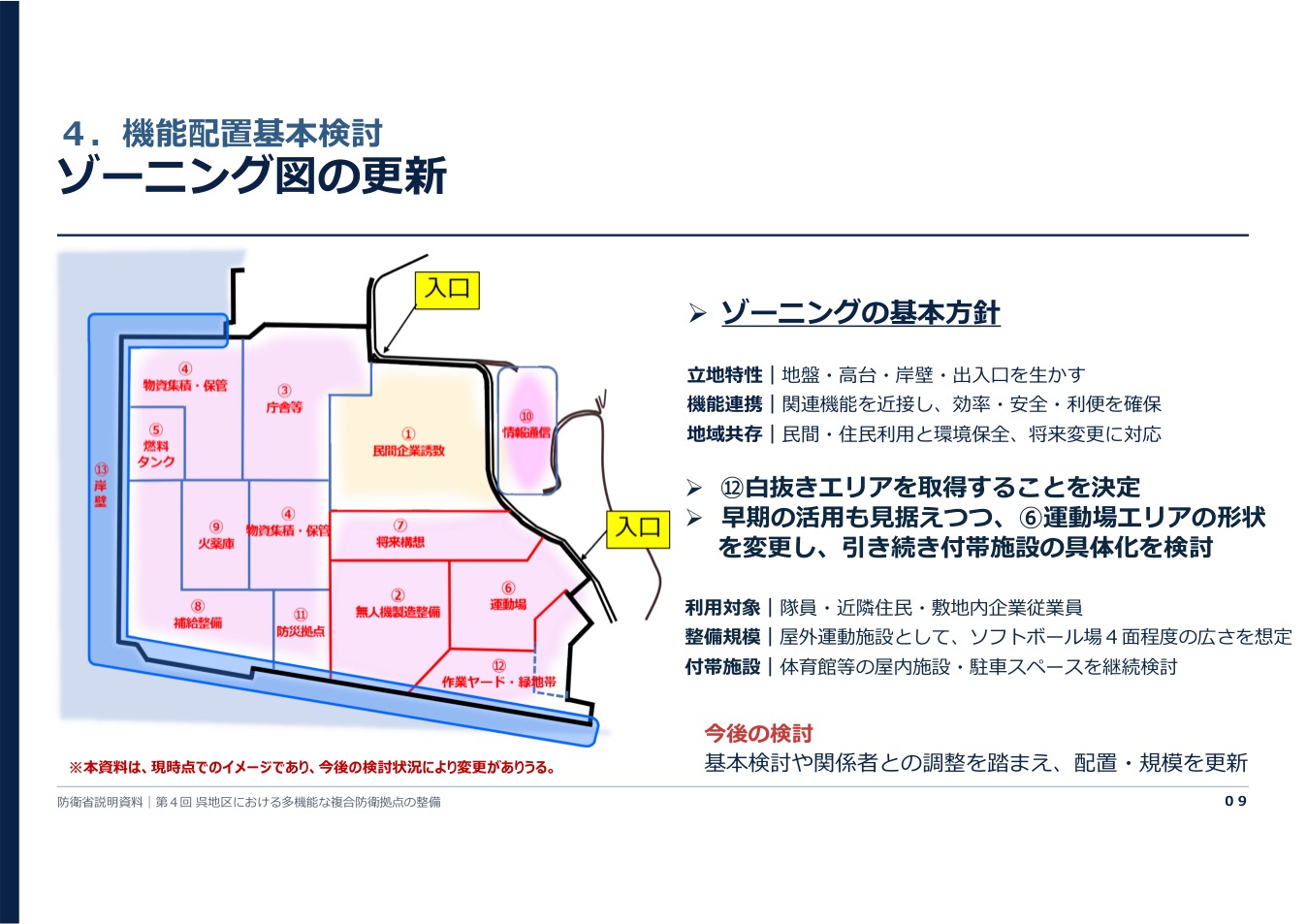 呉地区の防衛拠点の機能配置案