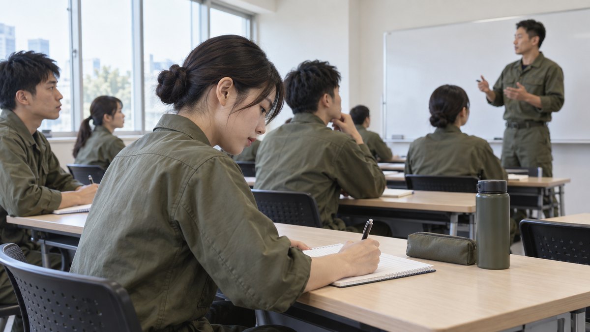 教室で学ぶ若い隊員たち