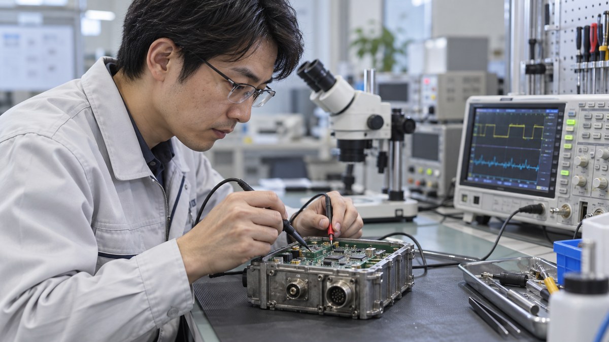 回路基板を計測する技術者