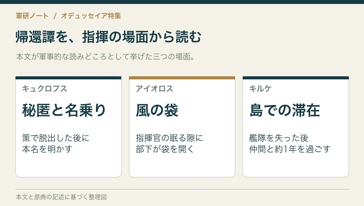 帰還譚を、指揮の場面から読む