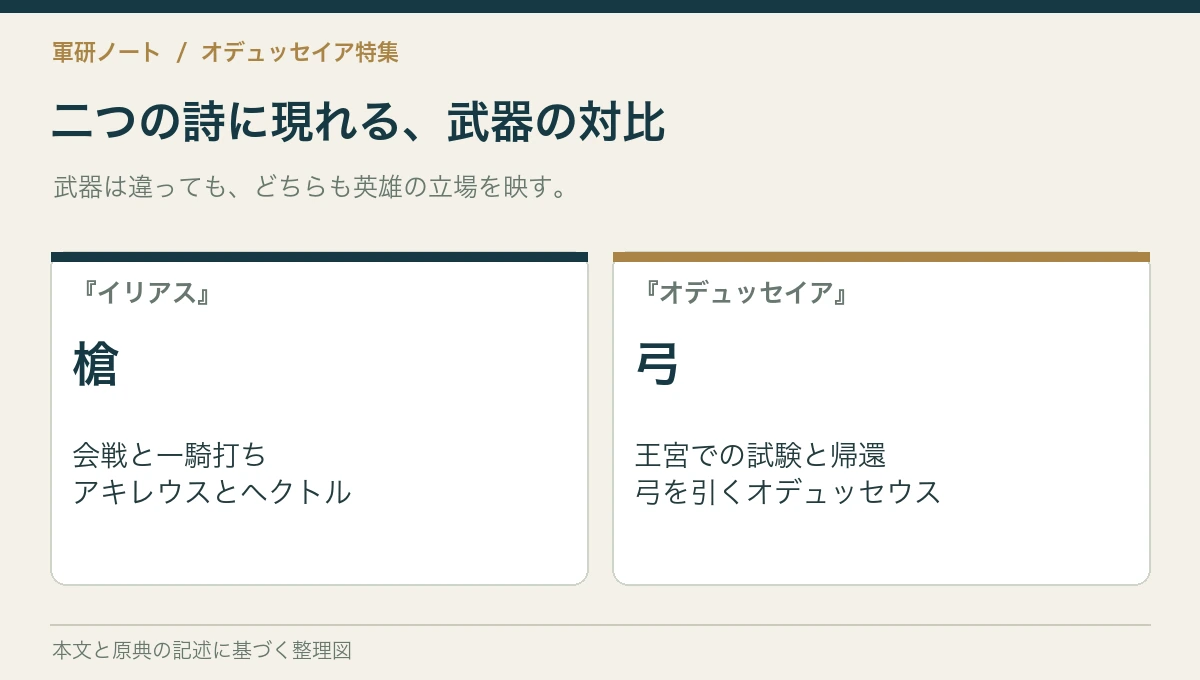 二つの詩に現れる、武器の対比