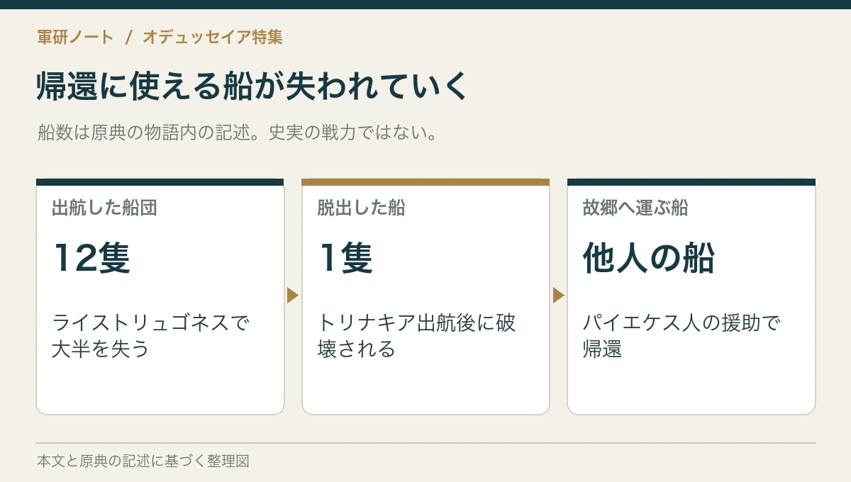 帰還に使える船が失われていく
