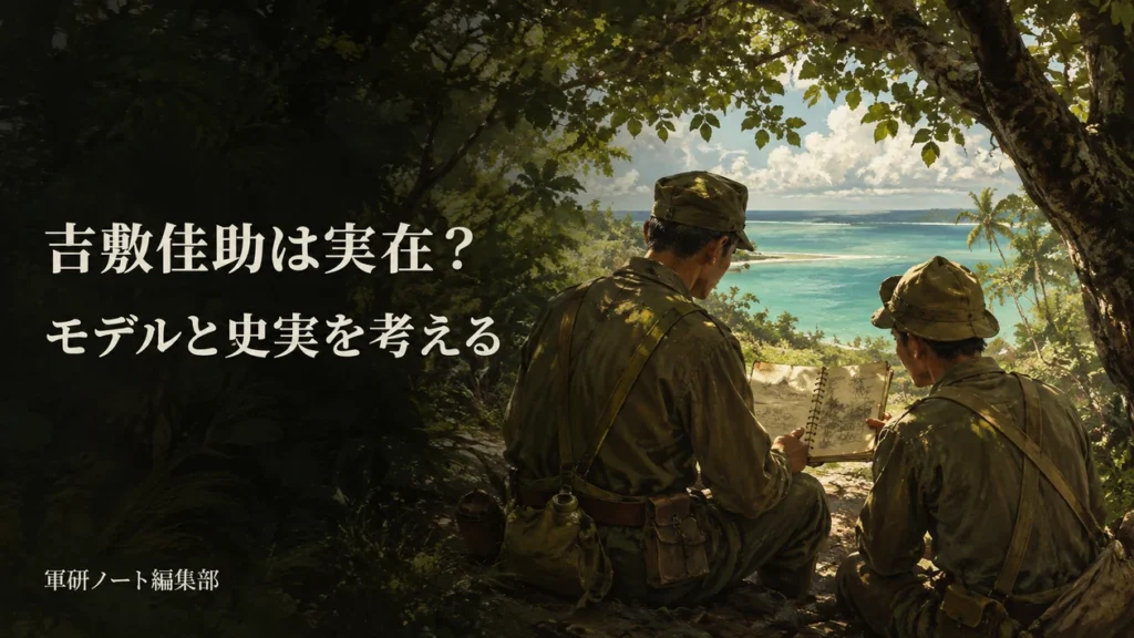 南の島で向き合う二人の兵士と記録用の手帳