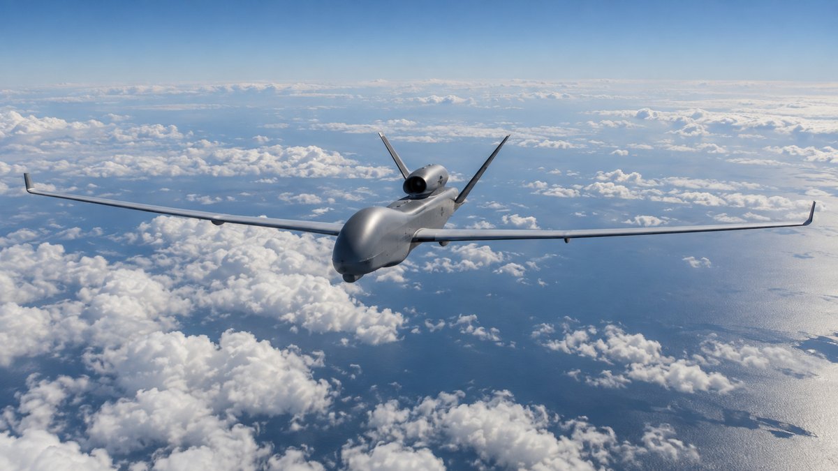 雲の上を飛行するRQ-4Bグローバルホーク