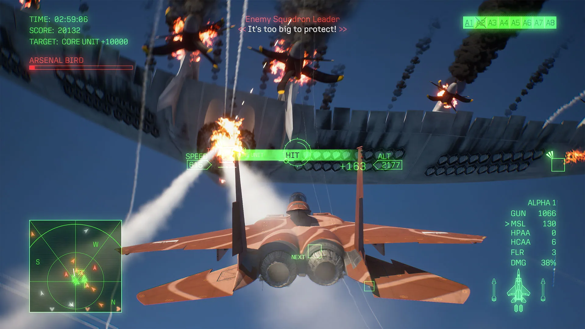 AC8の特殊ミッションで巨大兵器に挑む場面