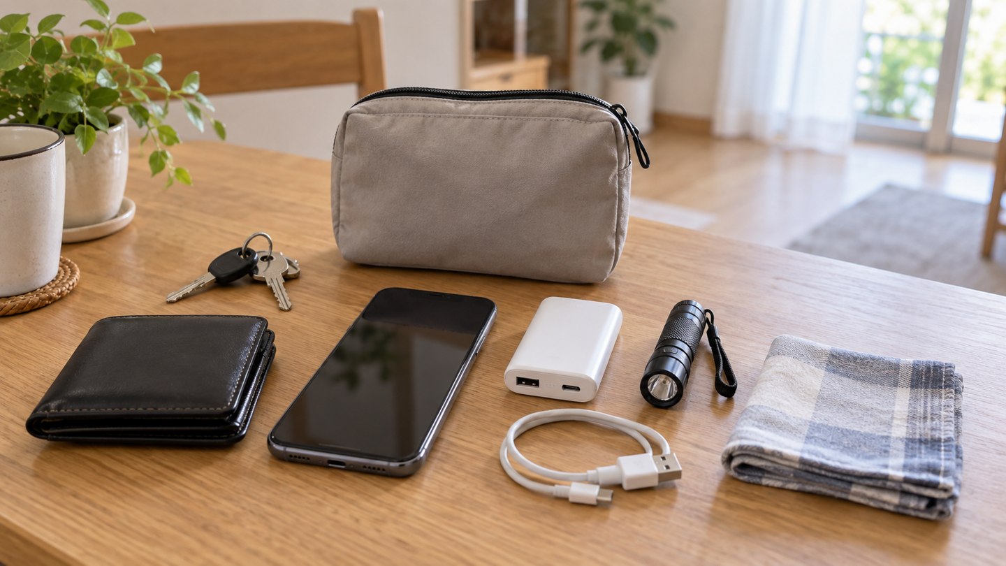 普段の携行品に、充電と明かりの備えを加える。