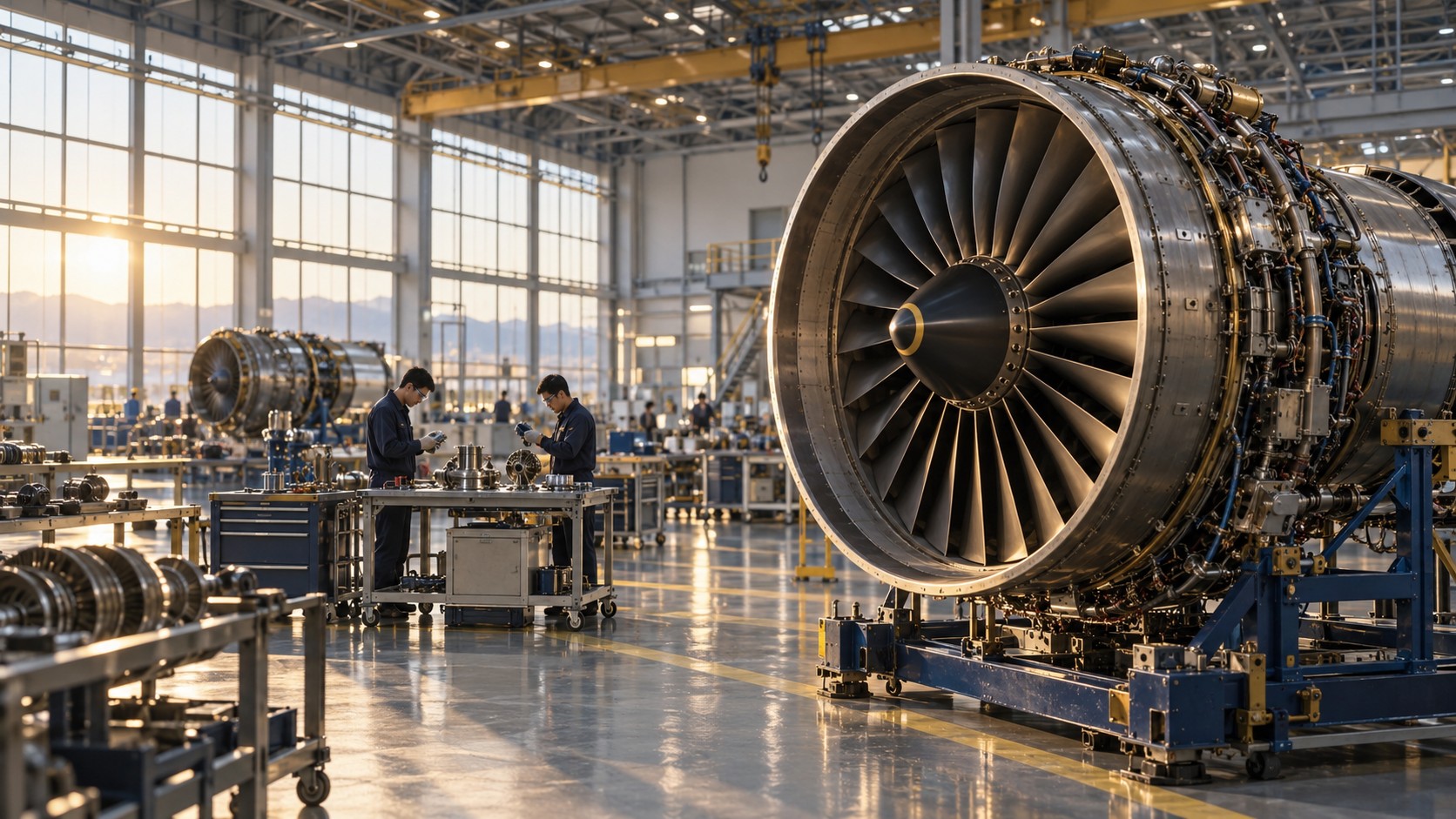 航空機エンジンを整備する製造現場のイメージ