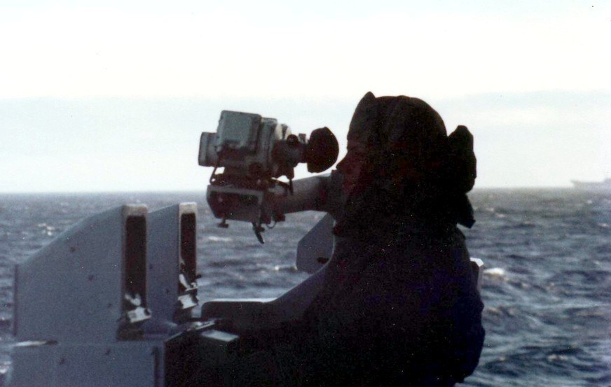 カーディフの右舷側砲射撃指揮所。1982年。