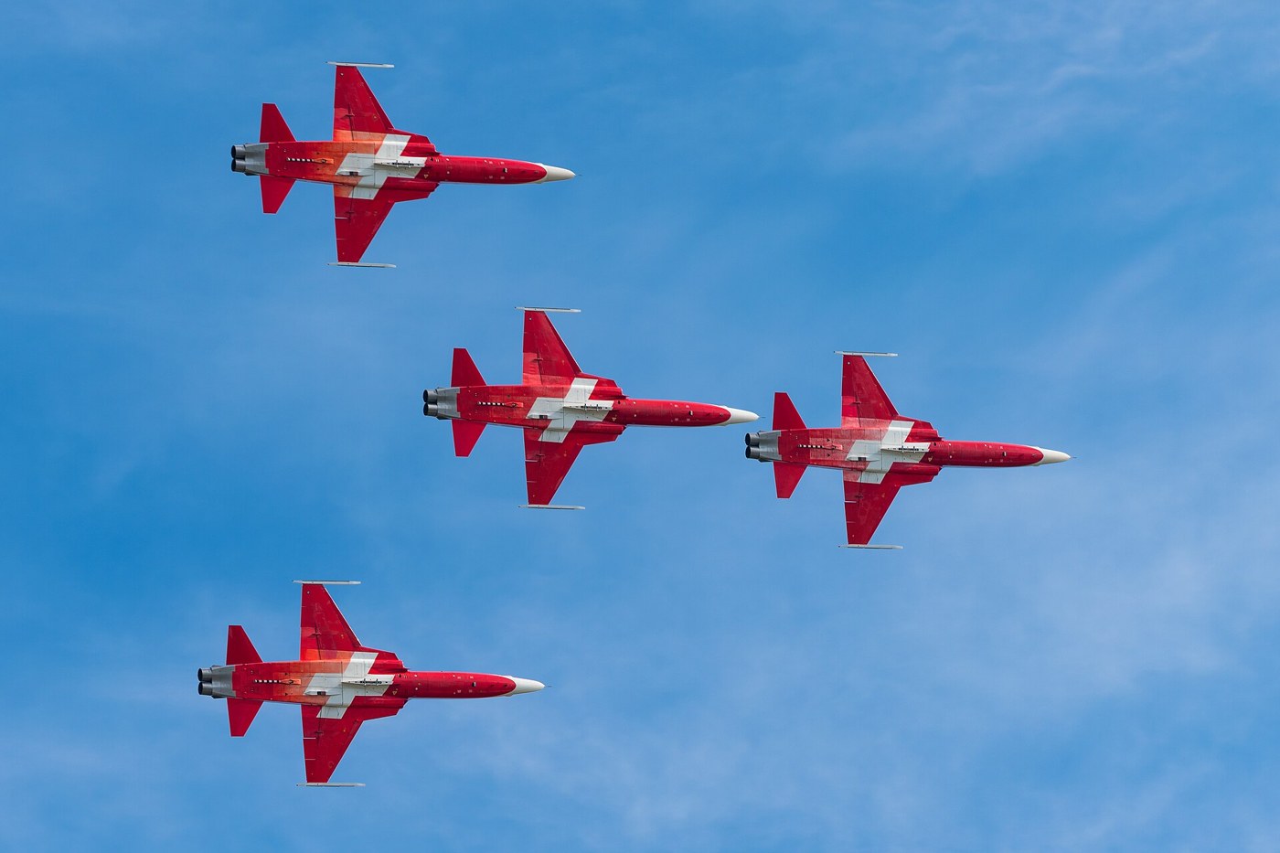 スイス空軍のF-5Eによる編隊飛行。