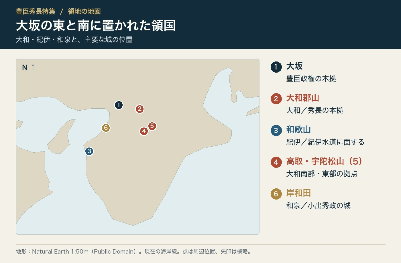 大坂と大和・紀伊・和泉の主要拠点