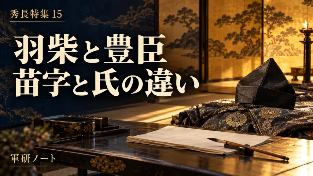 羽柴と豊臣の違いとは？秀吉たちが二つの名で呼ばれる理由――「羽柴を捨てて豊臣になった」は誤解。苗字と氏で読み解く