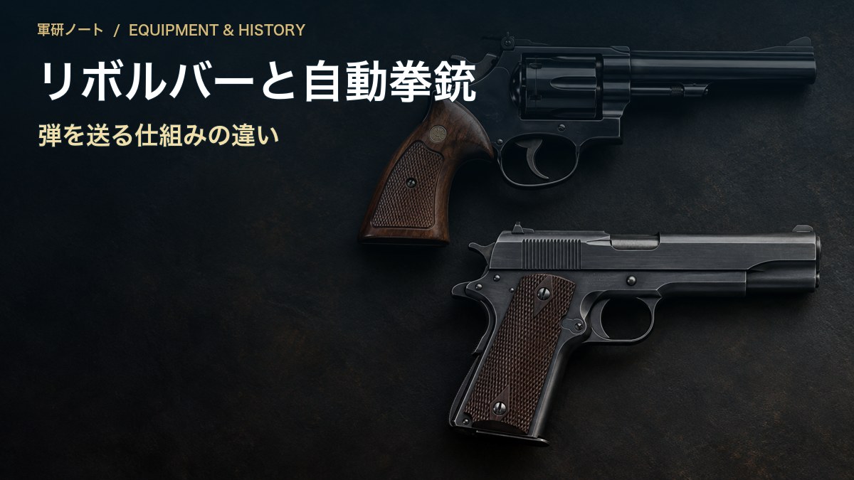 リボルバーと自動拳銃|弾を送る仕組みの違い